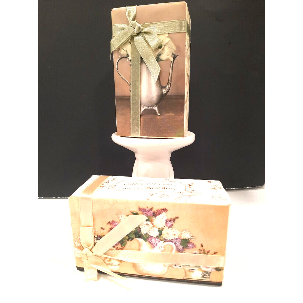 2 Vintage Luxury Vegetable Soap Bath Bar Soap Honey Almond & French Lilac 2003
